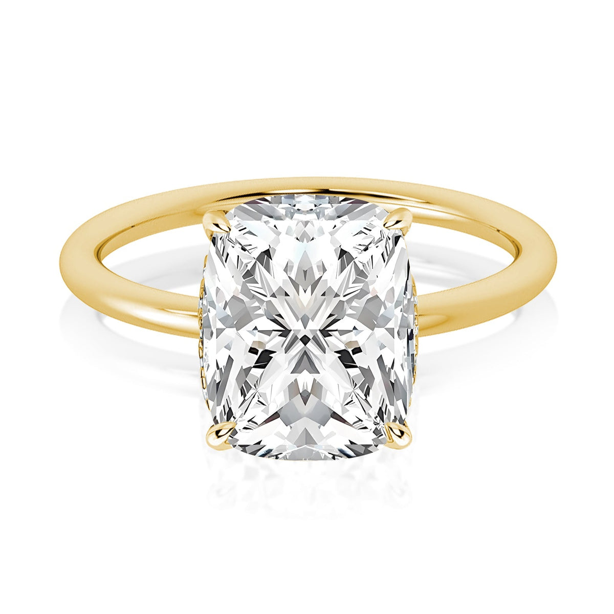 Rodiffy Moissanite 4.0 Ct Cushion Cut Yellow Gold Engagement Ring
