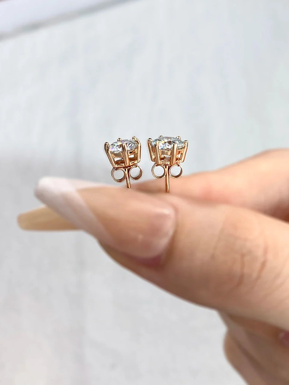Six-Prong Moissanite Stud Earrings in Sterling Silver