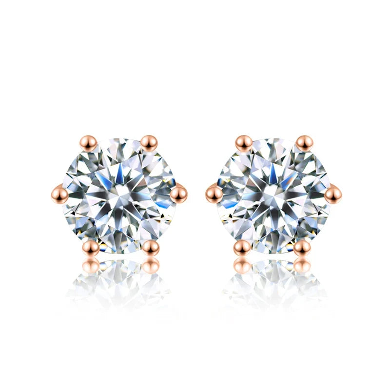 Six-Prong Moissanite Stud Earrings in Sterling Silver