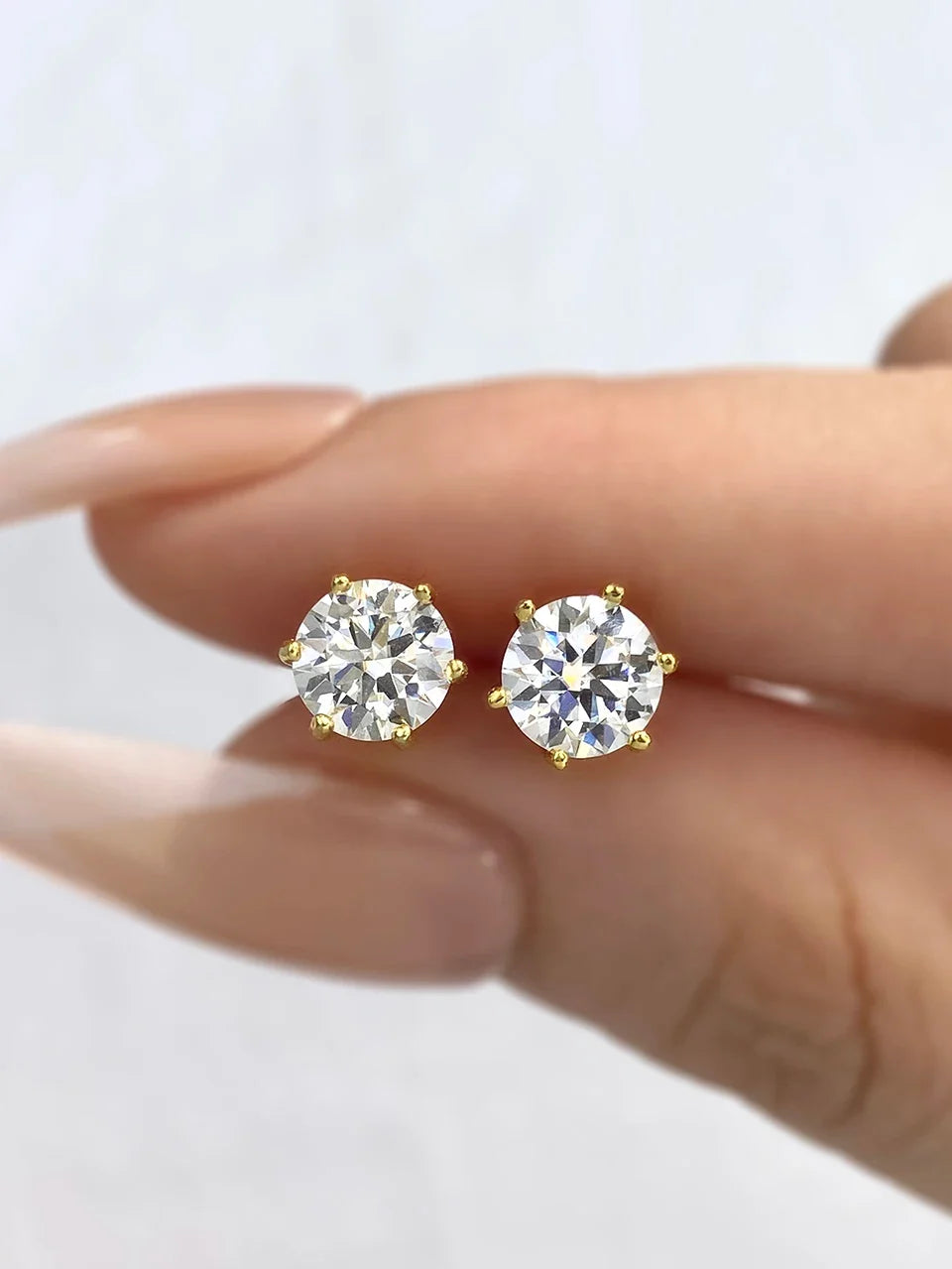 Six-Prong Moissanite Stud Earrings in Sterling Silver